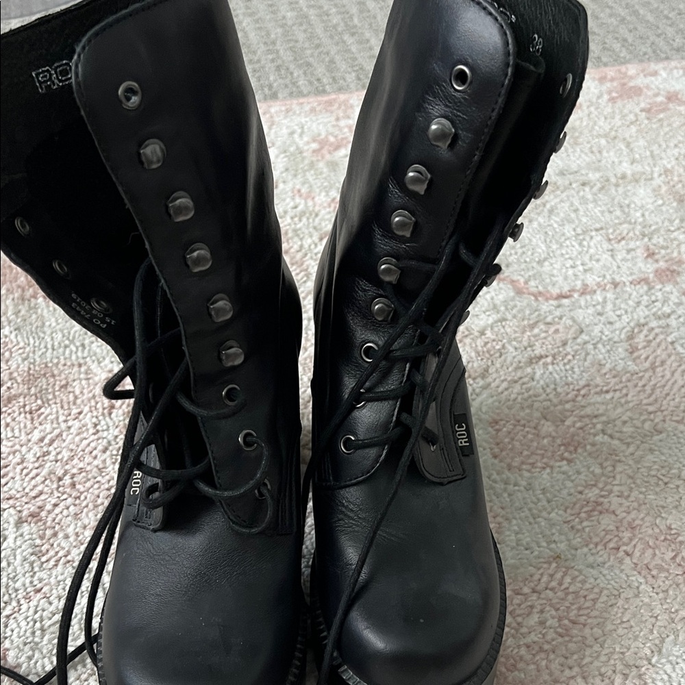 ROC Black Combat Boots for Women - Picture 11 of 13
